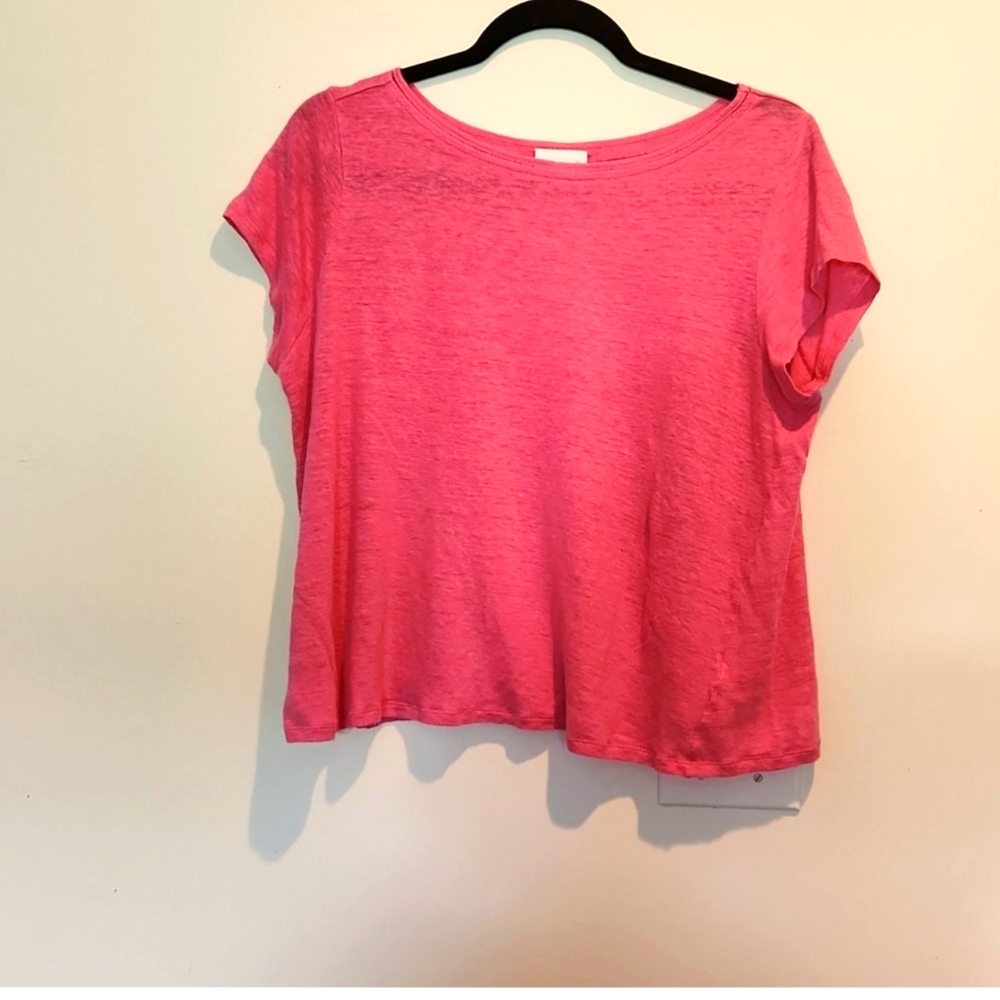 JJill Linen Short Sleeve, T-Shirt, Size M, Pink, Wear with anything!